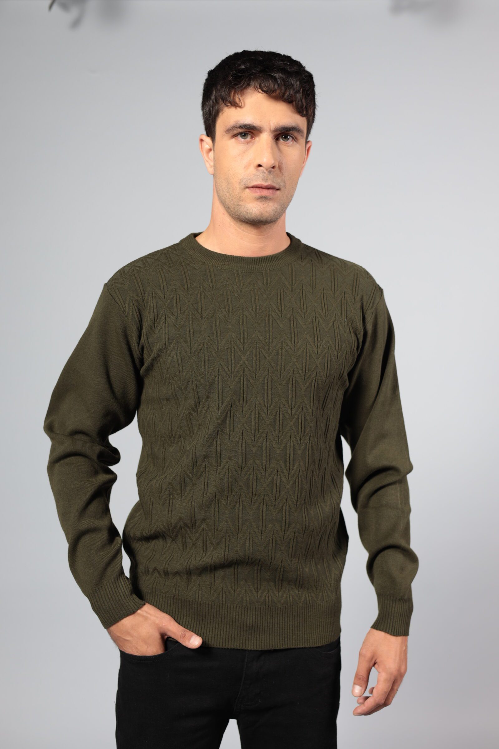 סריג גבר ירוק זית