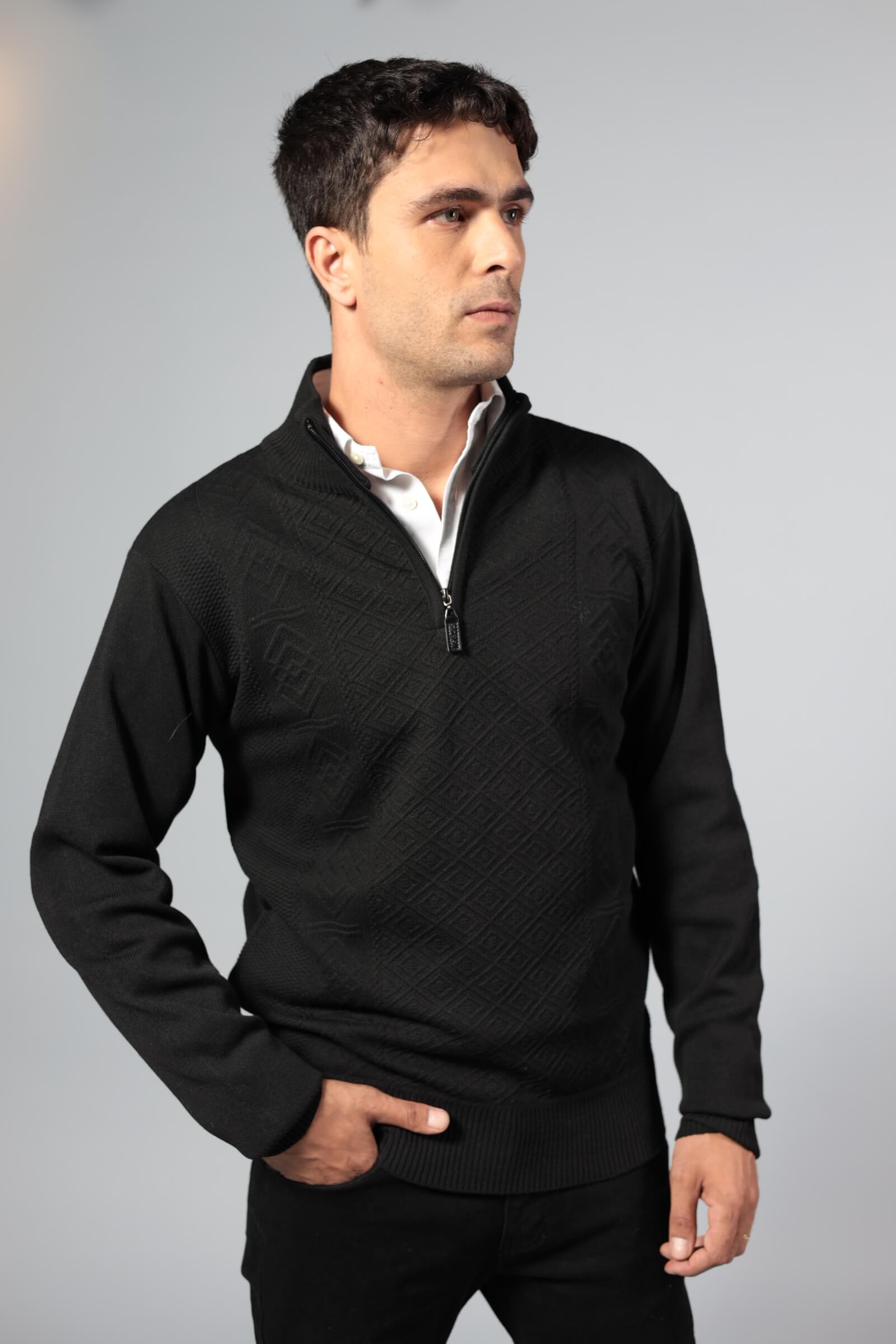 סריג 1/4 רוכסן שחור