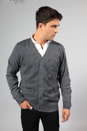 קרדיגן פליז דפוס אפור