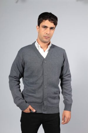 קרדיגן פליז חלק אפור