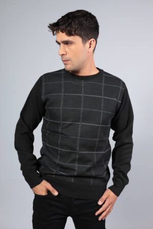 סריג פליז ריבועים שחור