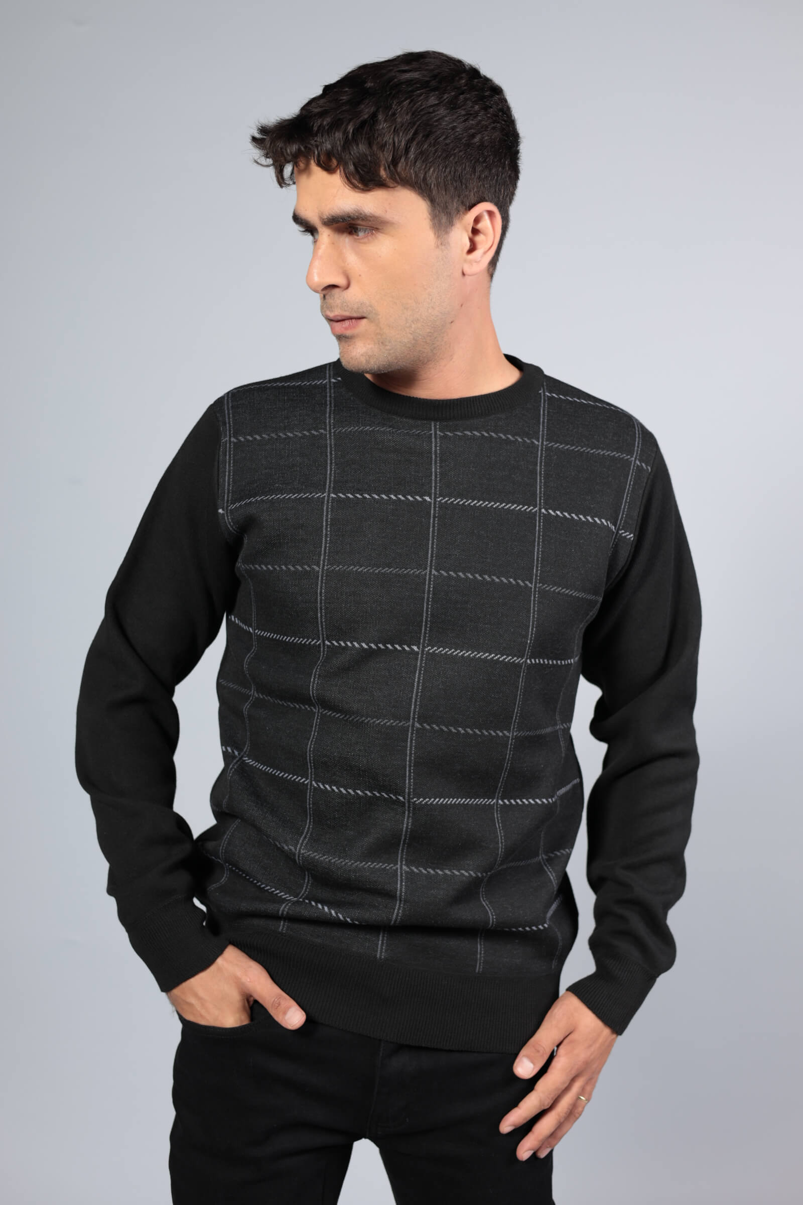 סריג פליז ריבועים שחור