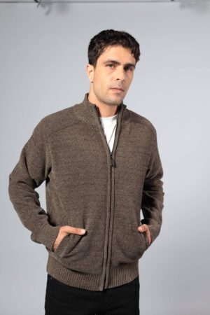 סריג פרווה צווארון חום