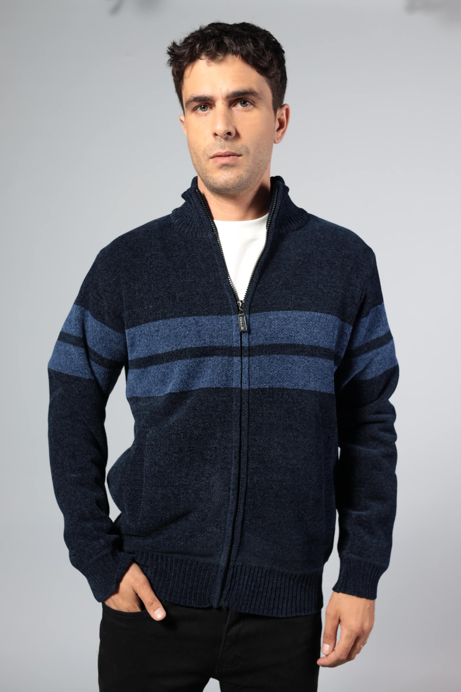 סריג פרווה פסים כחול