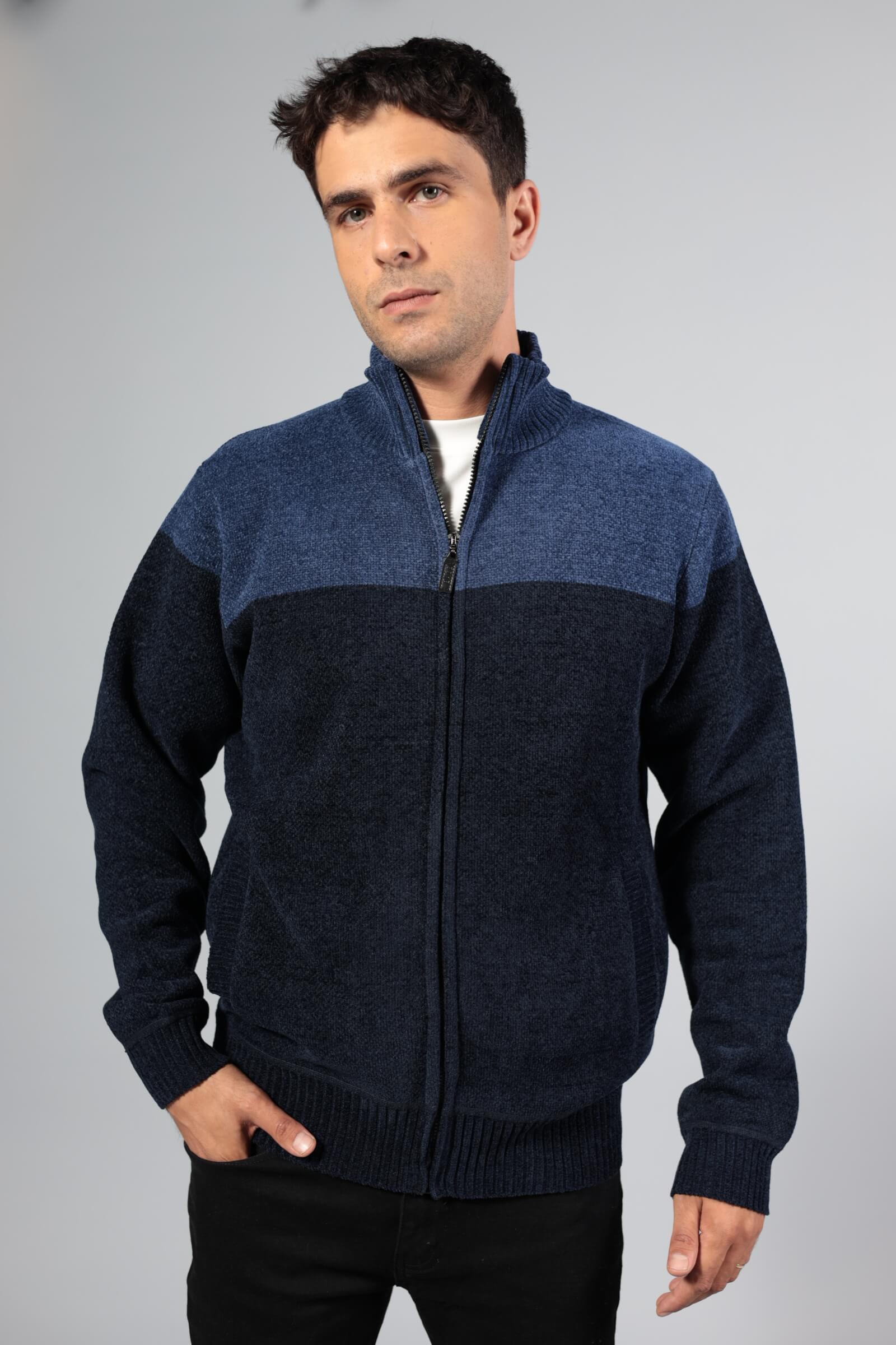 סריג פרווה משולב כחול