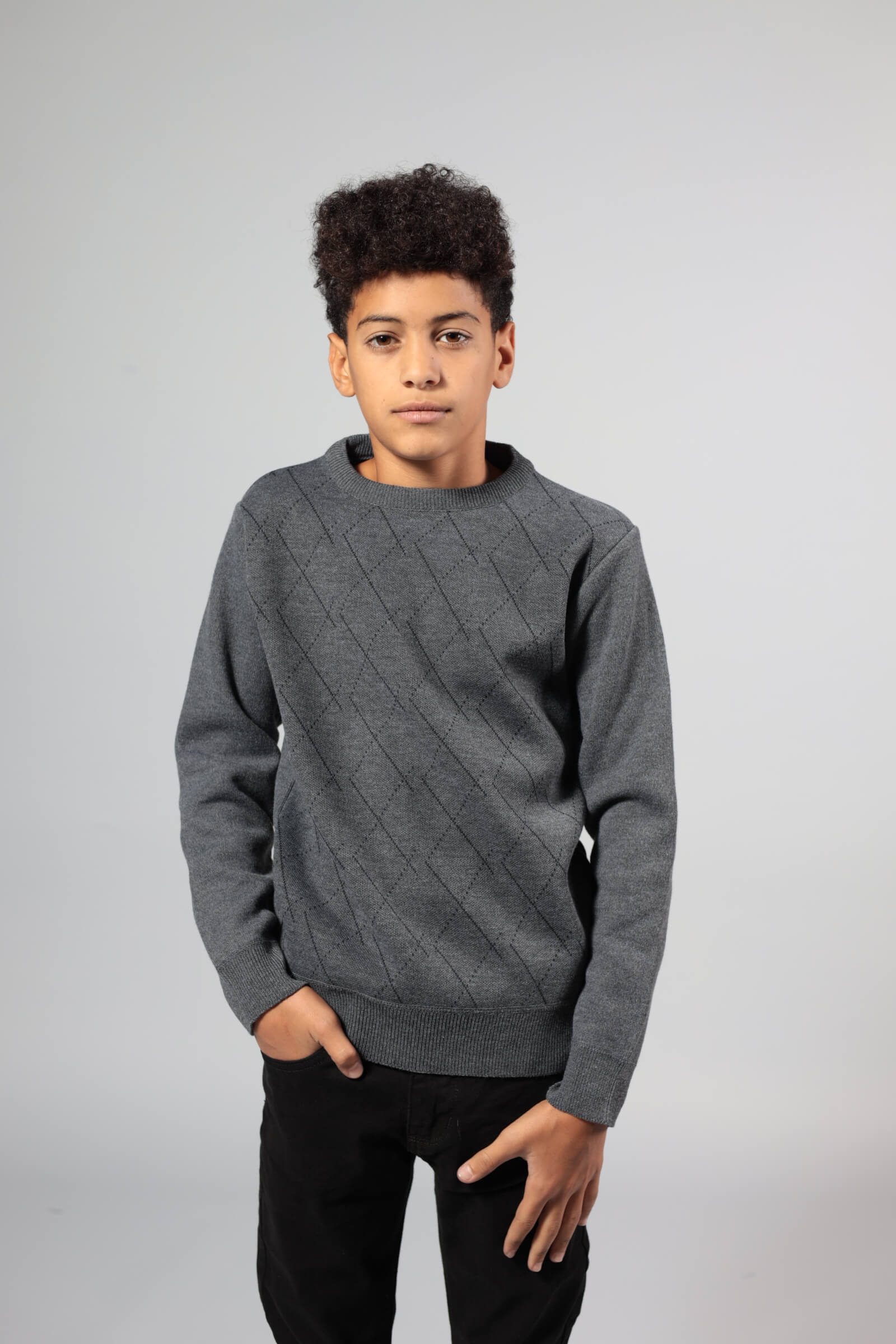 סריג פליז ילד אפור