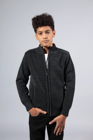 סריג פרווה צווארון אפור